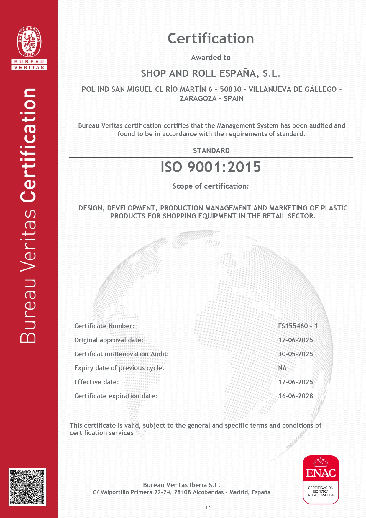 ISO 9001-SHOP AND ROLL SL